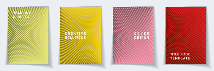 Fototapeta na wymiar Crossed lines halftone cover page templates batch