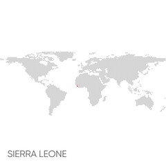 Dotted world map with marked sierra leone