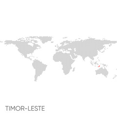 Dotted world map with marked timor-leste