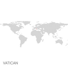 Fototapeta na wymiar Dotted world map with marked vatican
