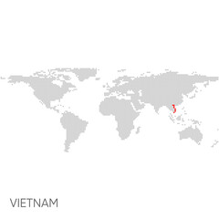 Dotted world map with marked vietnam