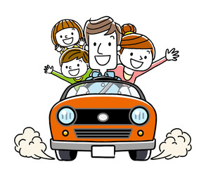 家族4人でドライブ
