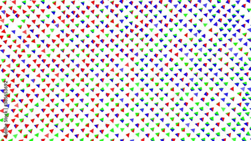 Poster background of slowly moving triangular tricolor pyramids. abstract animated loop background. 3d rend