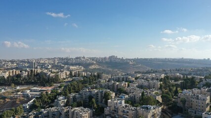Fototapeta na wymiar Jerusalem City landscape aerial view Ramot alon and ramat shlomo orthodox neighborhood 