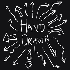 Set of rough hand drawn, grunge, handmade elements arrows, waypoints EPS Vector