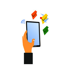 mobile phone and colorful message envelope, mail, letter