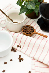 Coffee drip set on a table.