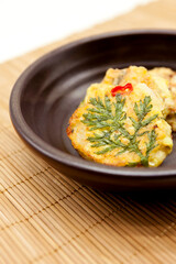 Korean traditional food, korean pancake (Nokdujeon).