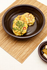 Korean traditional food, korean pancake (Nokdujeon).