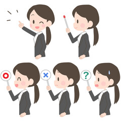 ビジネスウーマン　ポインター　セット