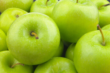 Fresh green apples background	