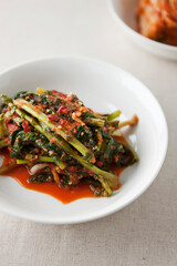 Korean traditional food, Leaf Mustard Kimchi (Gat Kimchi).