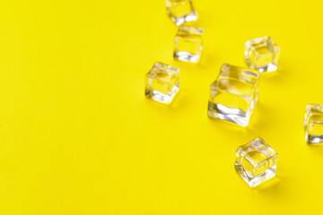 Ice cubes on color background