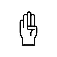 Four Finger, Palm Hand, Hand Sign Icon Logo Illustration Vector Isolated. Hand Sign and Gesture Icon-Set. Suitable for Web Design, Logo, App, and UI. Editable Stroke and Pixel Perfect. EPS 10.