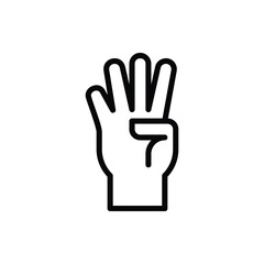 Fototapeta na wymiar Four Finger, Palm Hand, Hand Sign Icon Logo Illustration Vector Isolated. Hand Sign and Gesture Icon-Set. Suitable for Web Design, Logo, App, and UI. Editable Stroke and Pixel Perfect. EPS 10.