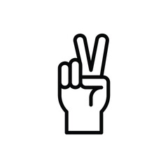 Two Finger, Peace, Swear, Hand Sign Icon Logo Illustration Vector Isolated. Hand Sign and Gesture Icon-Set. Suitable for Web Design, Logo, App, and UI. Editable Stroke and Pixel Perfect. EPS 10.
