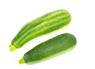 Green zucchini fruit isolated on white background
