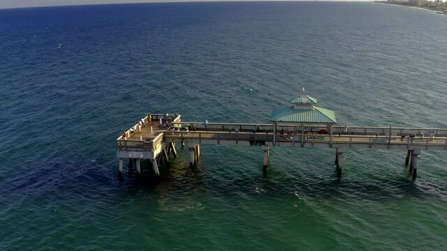Deerfield Fishing Pier aerial drone video 4k dci