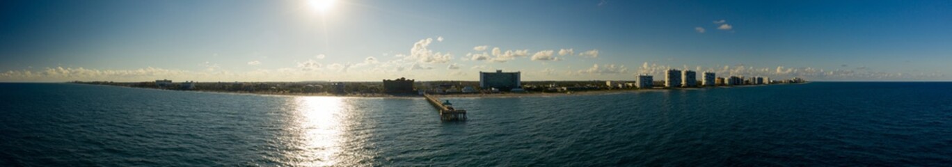 Fototapeta premium Aerial panorama Deerfield Beach FL USA peir