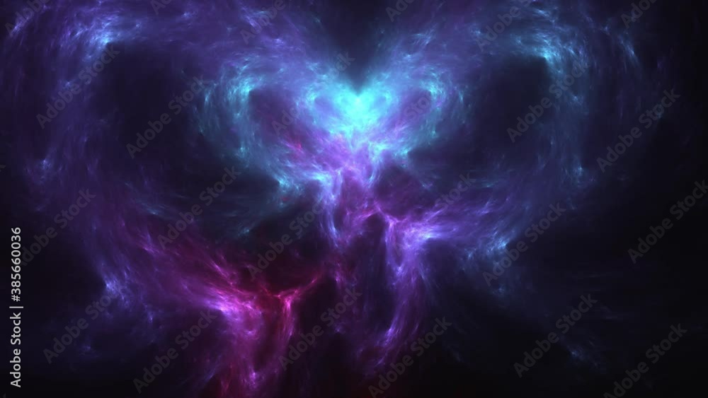 Poster colorful and surreal fractal nebula space clouds, interesting abstract lines and shapes.