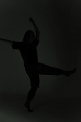 silhouette of a girl, black and white photography