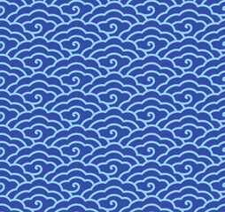 Fototapeta premium Japanese VIntage Cloud Vector Seamless Pattern