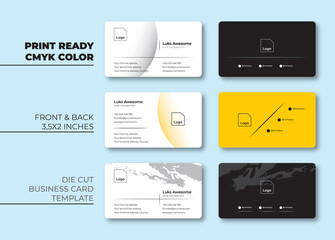 Simple business card template design. CMYK color. Print ready.  Double-side. Die-cutt.