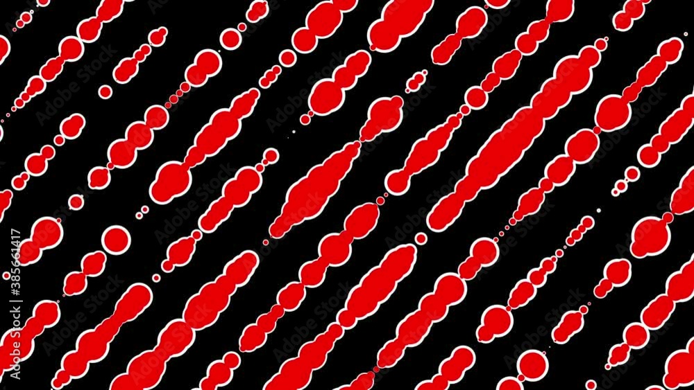 Aufkleber lines of red-white resizing particles on a black background. looped abstract animated background. 3d