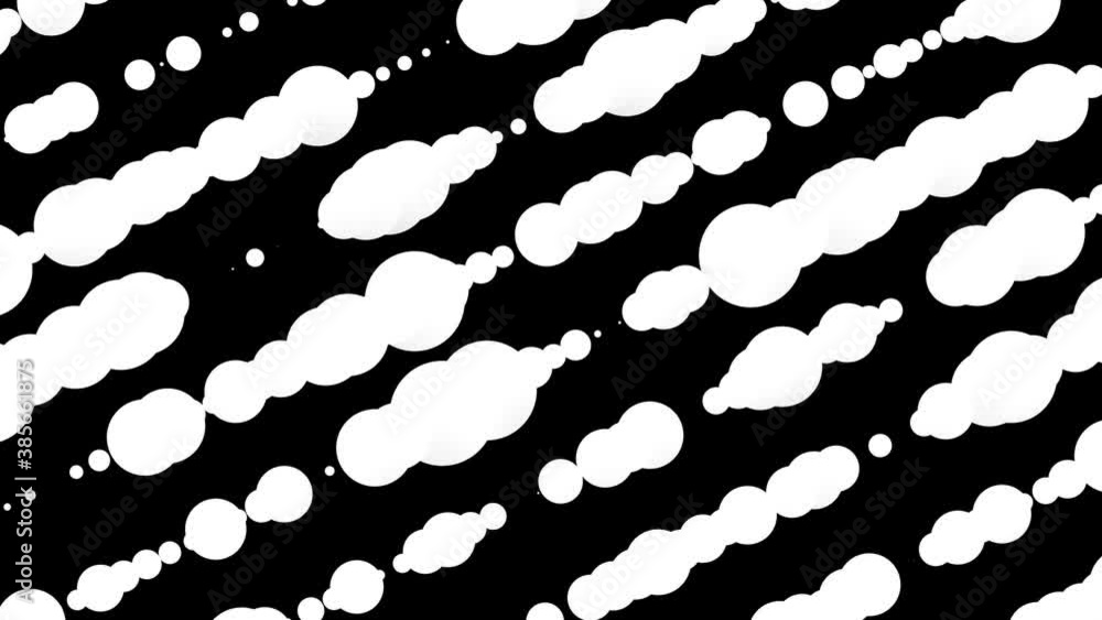 Poster lines of white resizing particles on a black background. looped abstract animated background. 3d ren