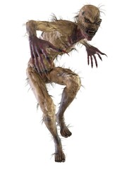 Straw man scarecrow monster isolated on white background 3d illustration
