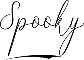 SpookyCursive Calligraphy White Color Text On Black Background