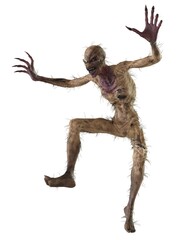 Straw man scarecrow monster isolated on white background 3d illustration © elenaed