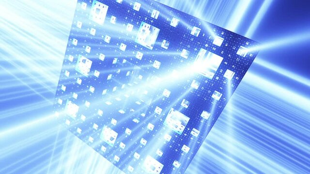 Huge 3D Fractal Light Cube Full HD. Spinning