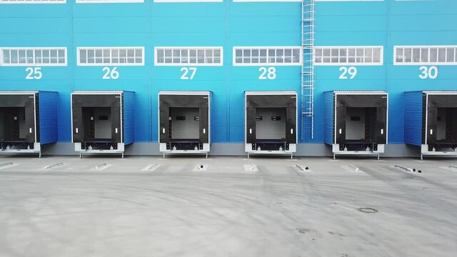 loading platforms in the warehouse. large logistics center for an online store.