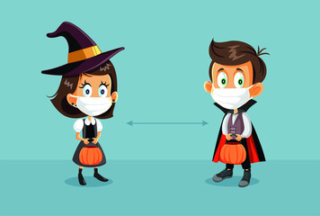 Children Celebrating Halloween while Social Distancing