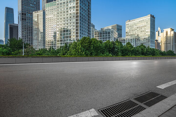 empty road and modern office buildings.