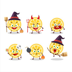 Halloween expression emoticons with cartoon character of orange