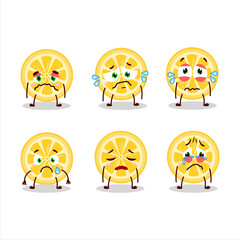 Orange cartoon in character with sad expression