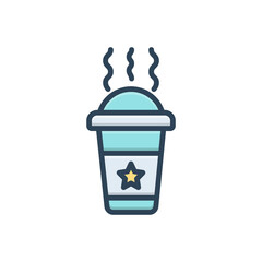Color illustration icon for hot drink