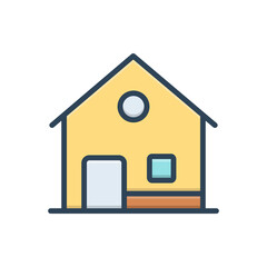 Color illustration icon for house