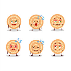 Cartoon character of potatoes pie with sleepy expression