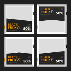 Black Friday Instagram post bundle template for product discount and promotion with trendy colorful style