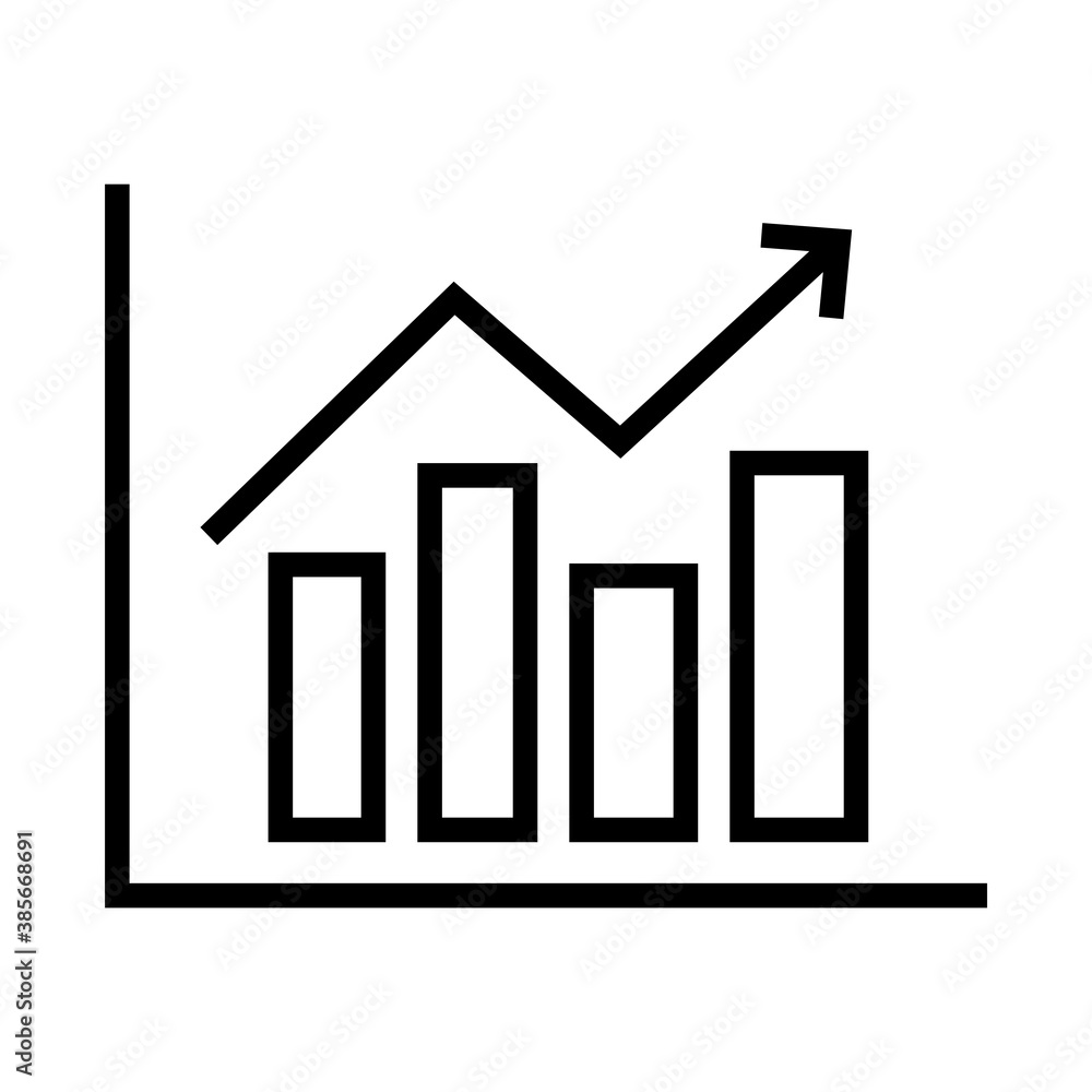 Poster bars chart with increase arrow design, data analysis and information theme vector illustration