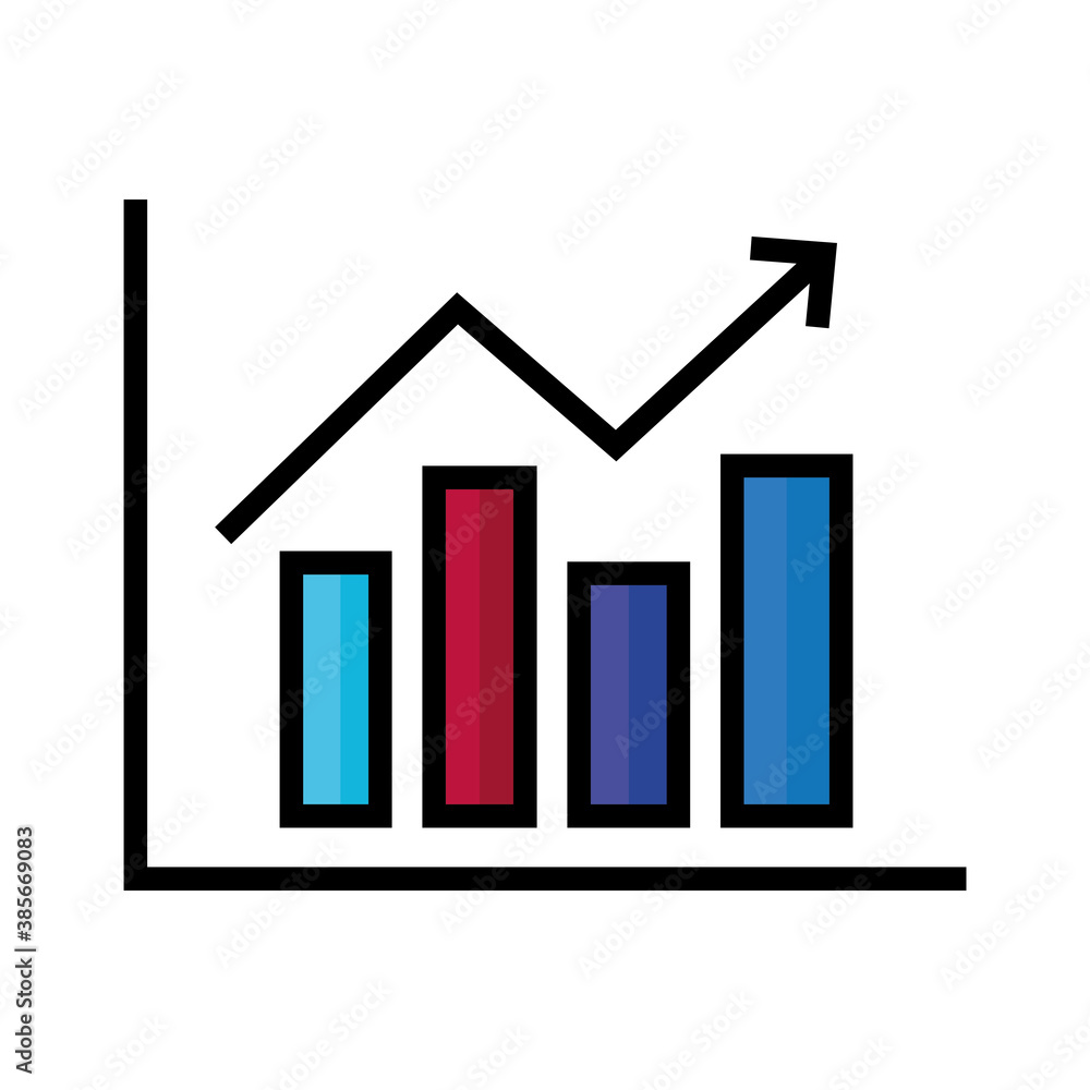 Poster bars chart with increase arrow design, data analysis and information theme vector illustration