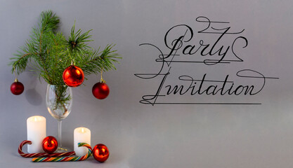 Fototapeta premium card, web banner, flyer with the invitation for Christmas or New Year's party