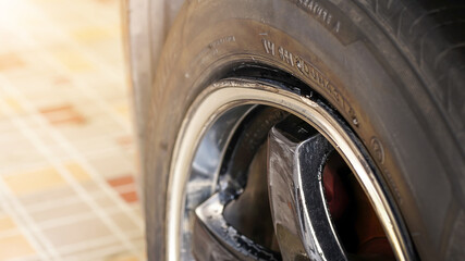The alloy is damaged after an accident.Selective focus. © surasak