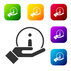 Black Information icon isolated on white background. Set icons in color square buttons. Vector Illustration.
