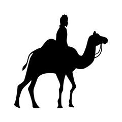 merry christmas wise man on camel silhouette design, nativity winter season and decoration theme Vector illustration