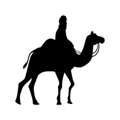 merry christmas wise man on camel silhouette design, nativity winter season and decoration theme Vector illustration