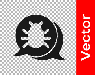 Black System bug concept icon isolated on transparent background. Code bug concept. Bug in the system. Bug searching. Vector.